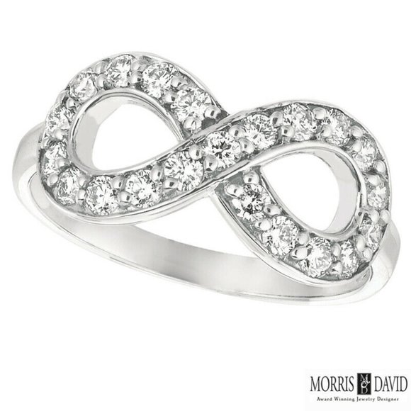 0.65 Carat Natural Diamond Infinity Ring Band G SI 14K White Gold